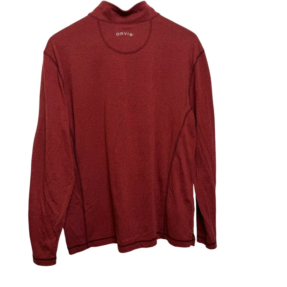 Orvis Mens Quarter Zip Pullover M Red Heather Long Sleeve Lightweight Active